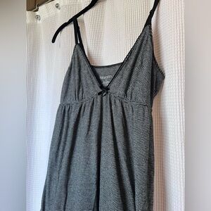 Xhilaration Striped Black & White V-Neck Slip Dress